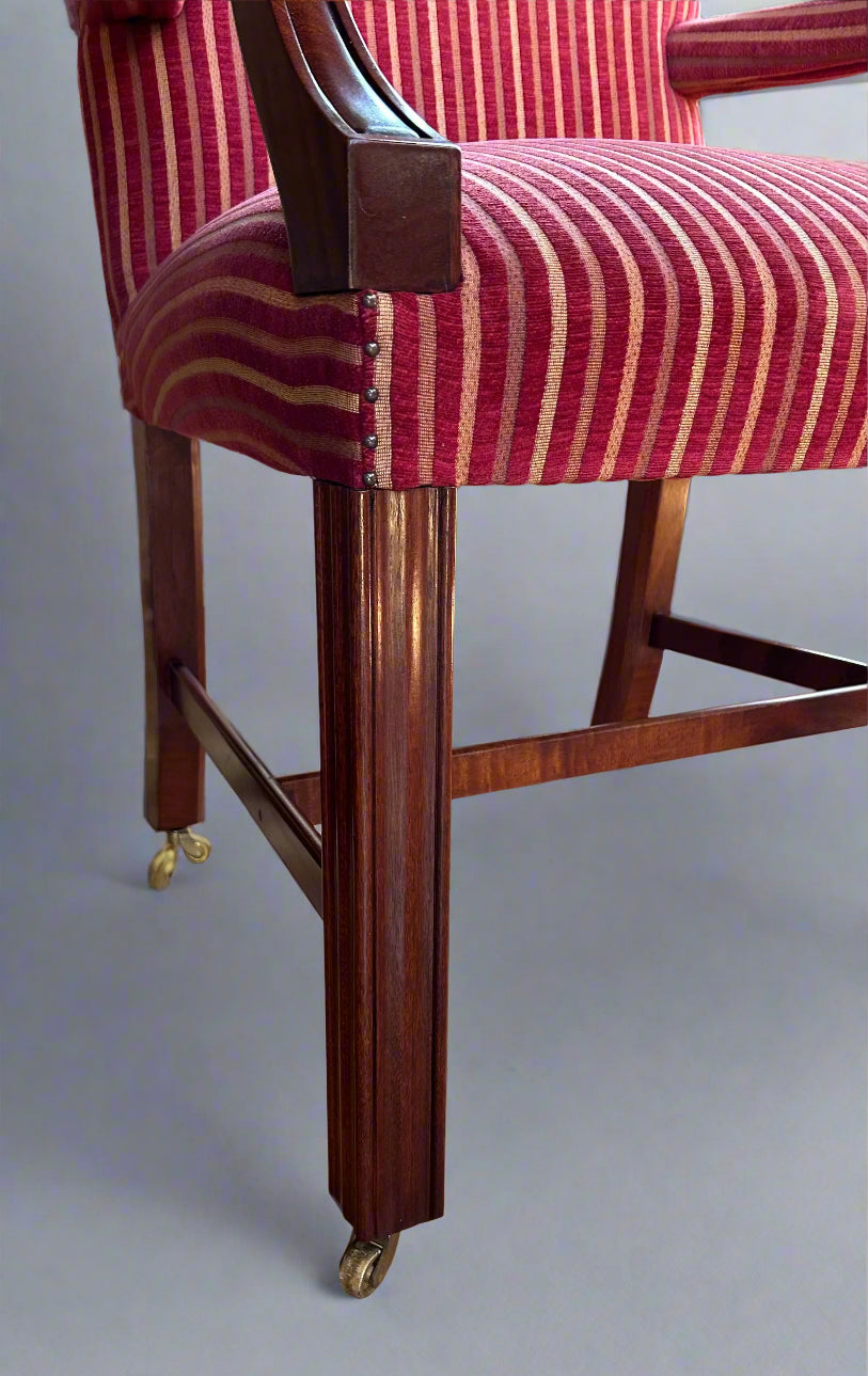 Three pairs of Georgian style Mahogany Open Armchairs