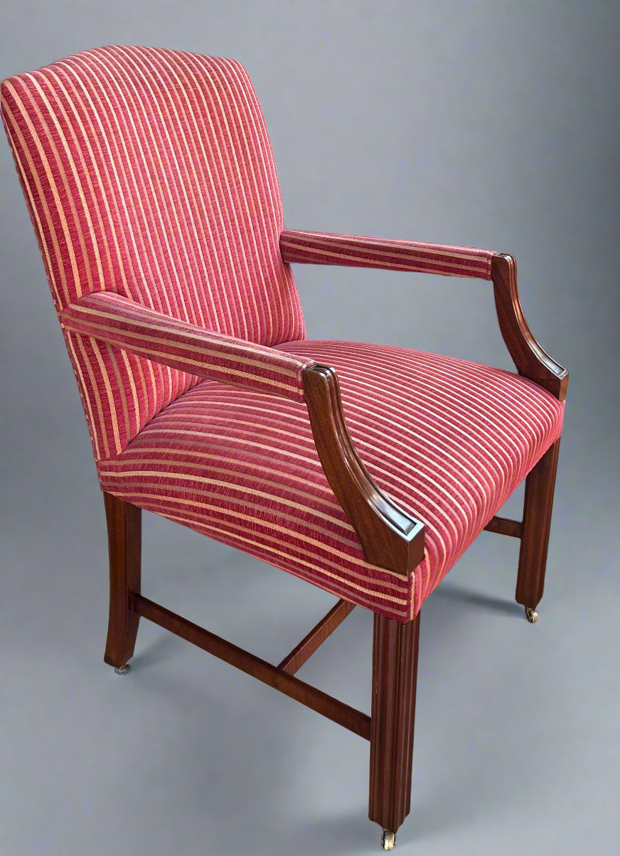 Three pairs of Georgian style Mahogany Open Armchairs