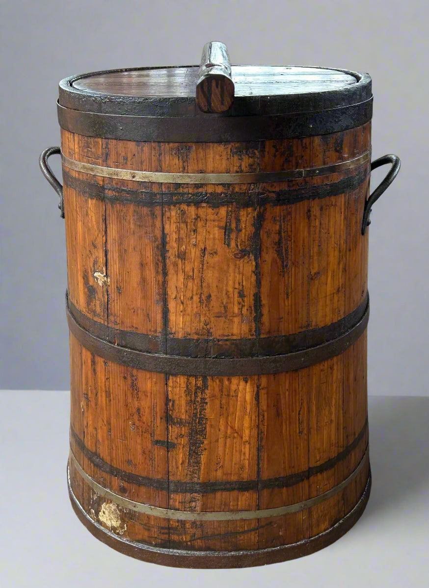 Large Vintage Wood Rice Grains and Cereals Storage Container