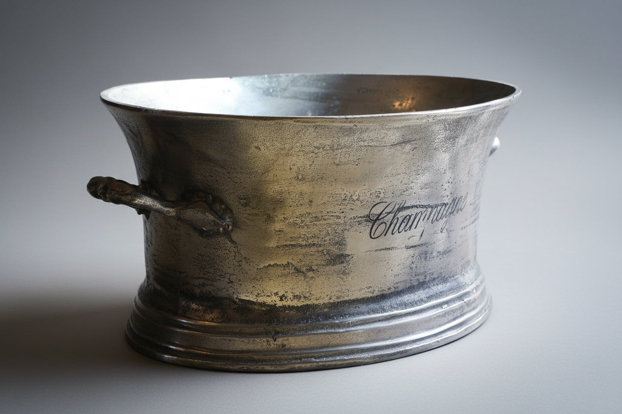 Large antiqued pewter finished metal Champagne Bucket - SOLD