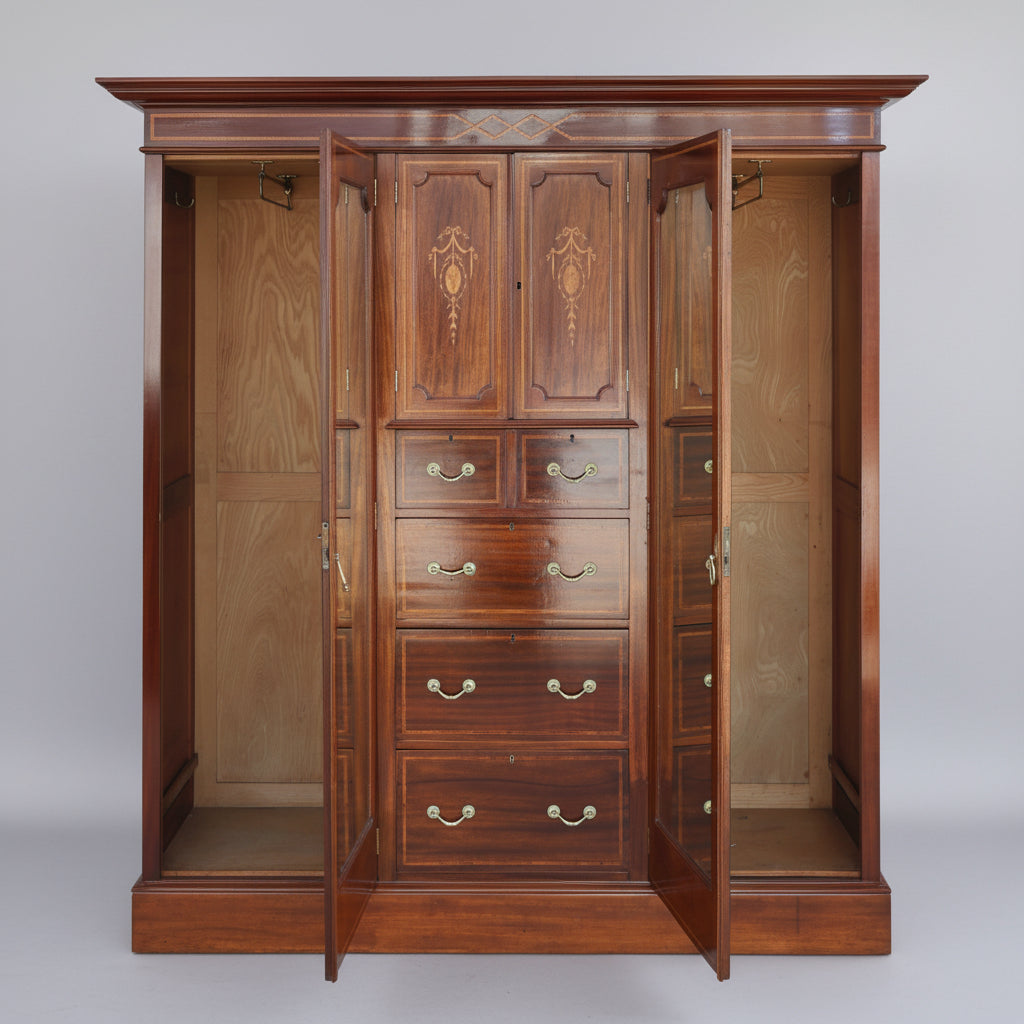 Edwardian inlaid mahogany Compactum Wardrobe