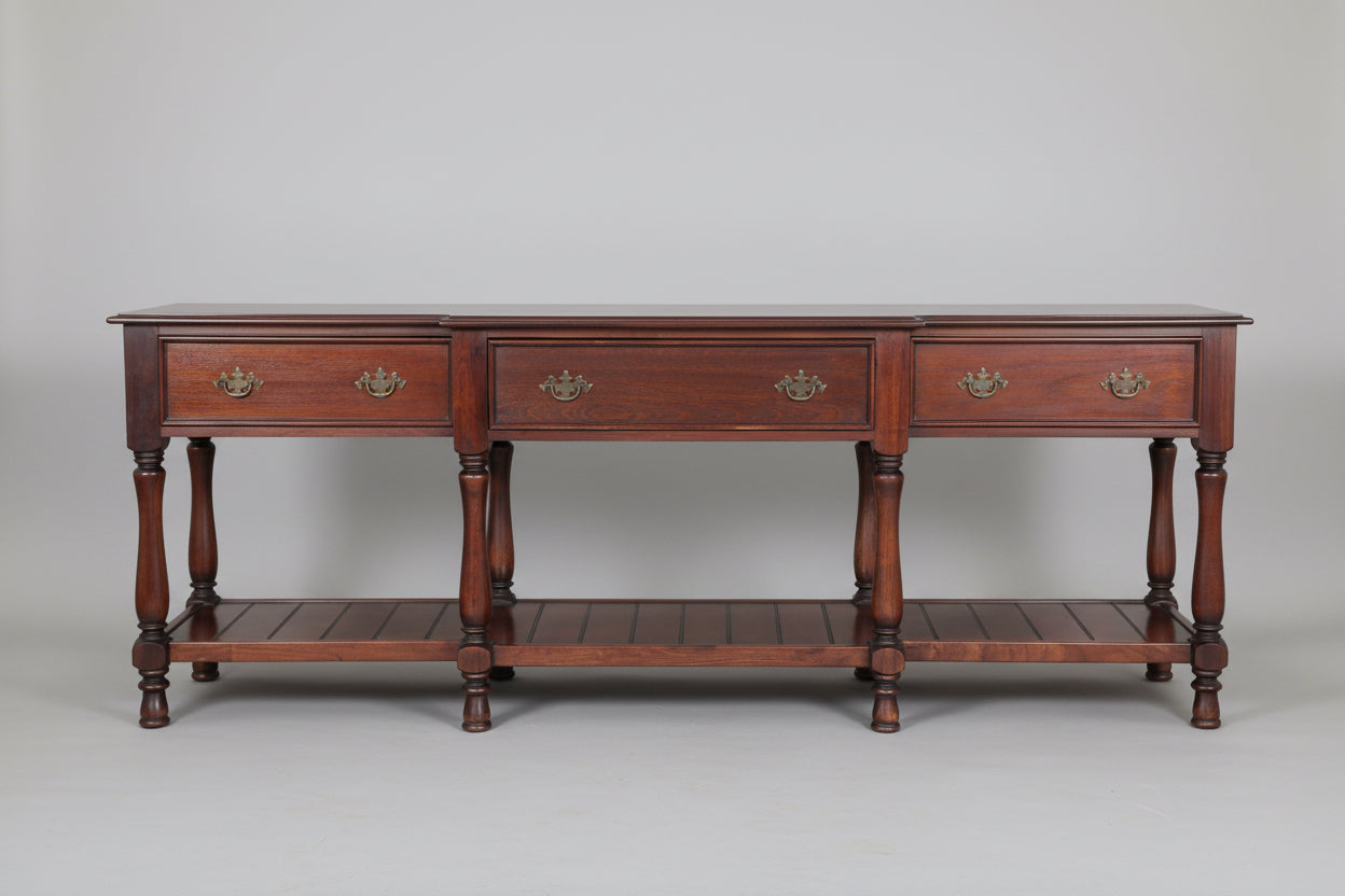 Three drawer Breakfront mahogany Console/Server Table