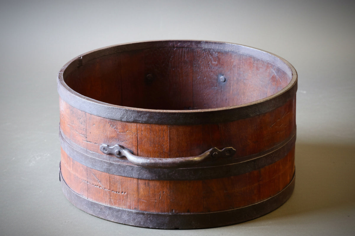19th Century metal banded teak Bushel Measure