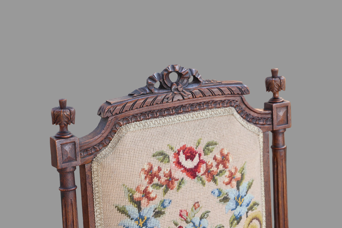 Fine pair of 19th/20th Century carved walnut Louis XVI style Side Chairs