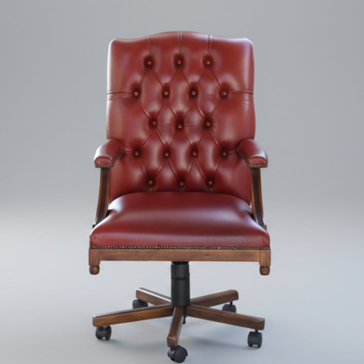 Burgundy leather button-upholstered Executive Chair