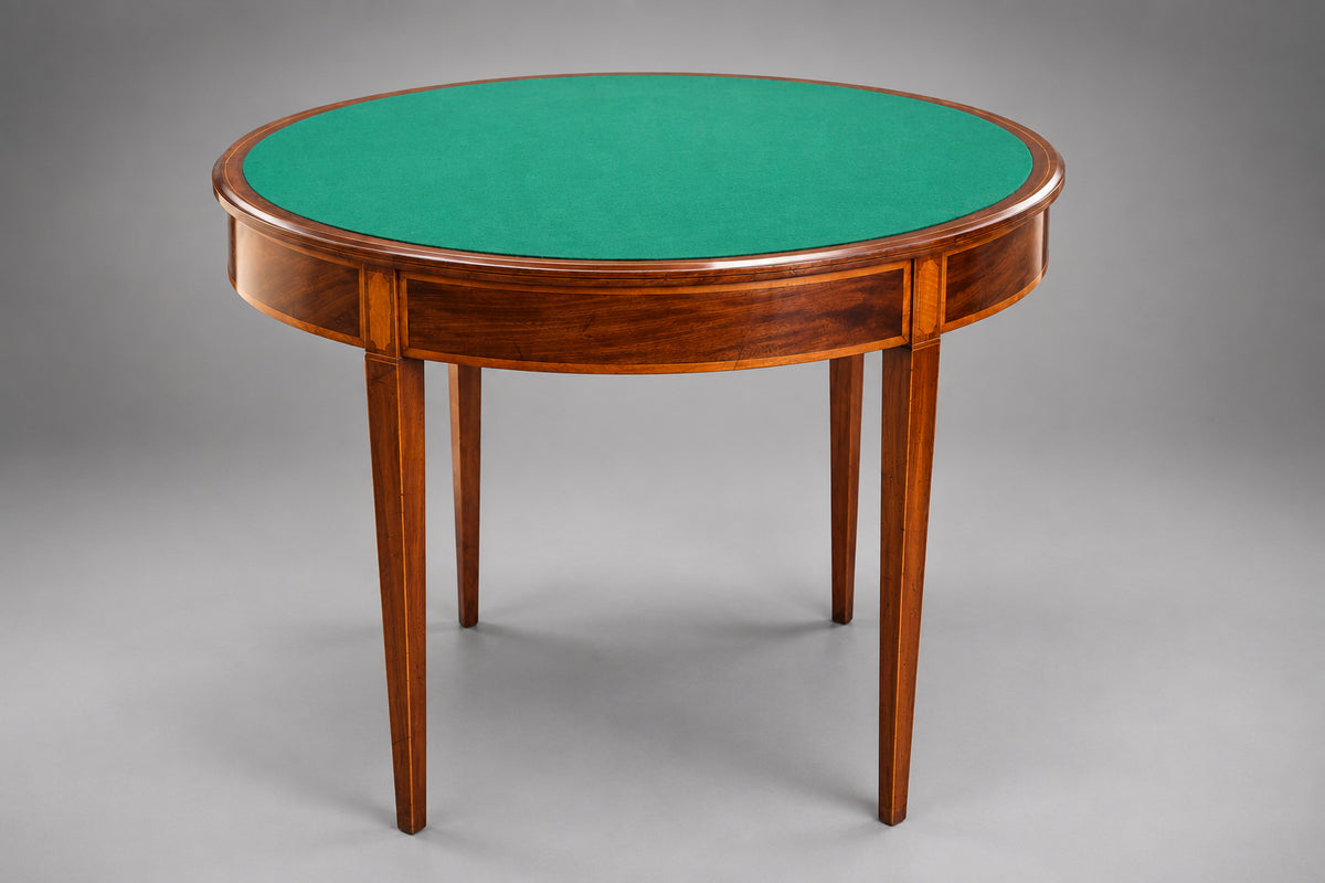 Georgian inlaid mahogany demi-lune Card Table