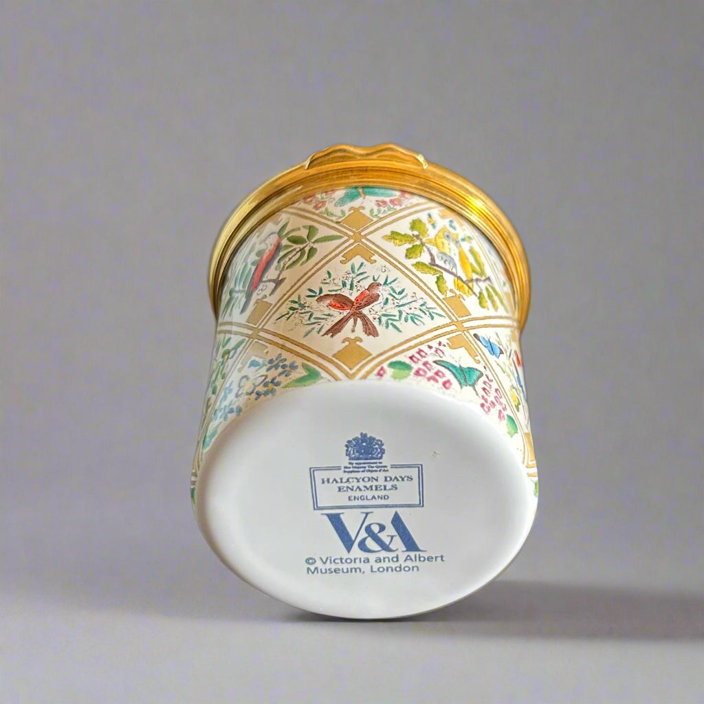 Halcyon Days - Grace Christie Embroidered Panel Enamel Box