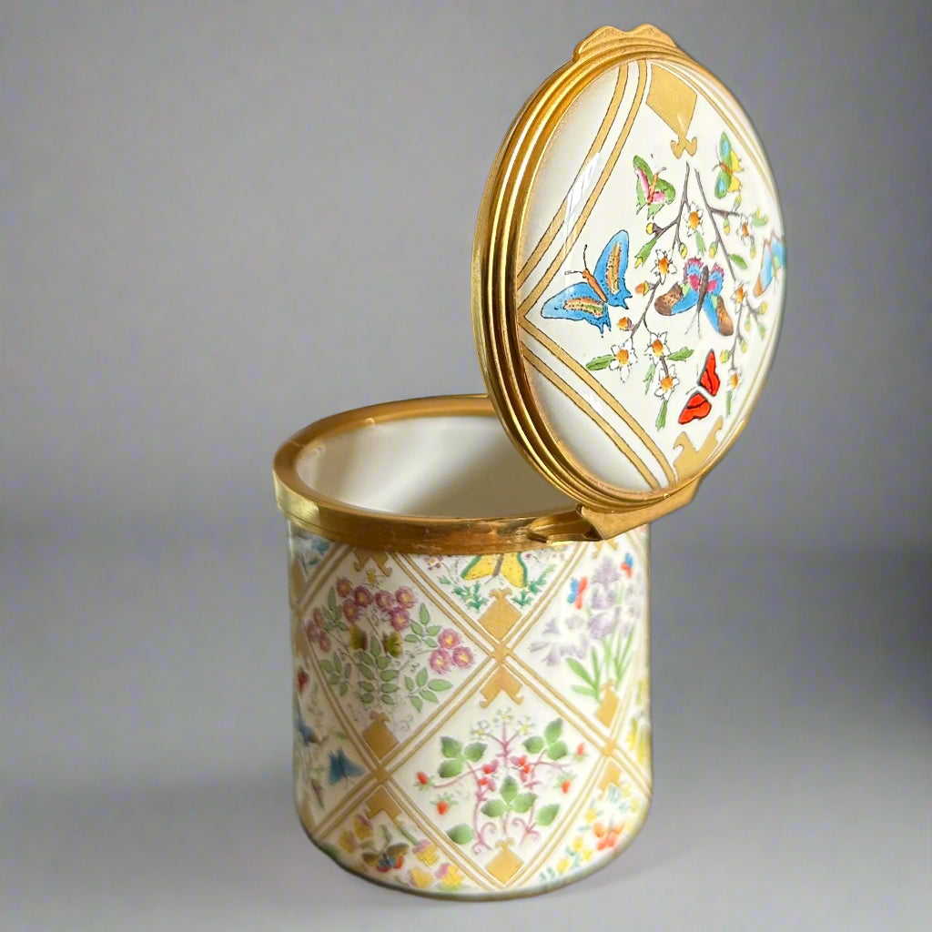 Halcyon Days - Grace Christie Embroidered Panel Enamel Box