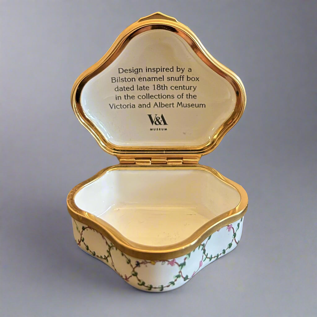 Halcyon Days English Bilston Enamel Floral Snuff Box