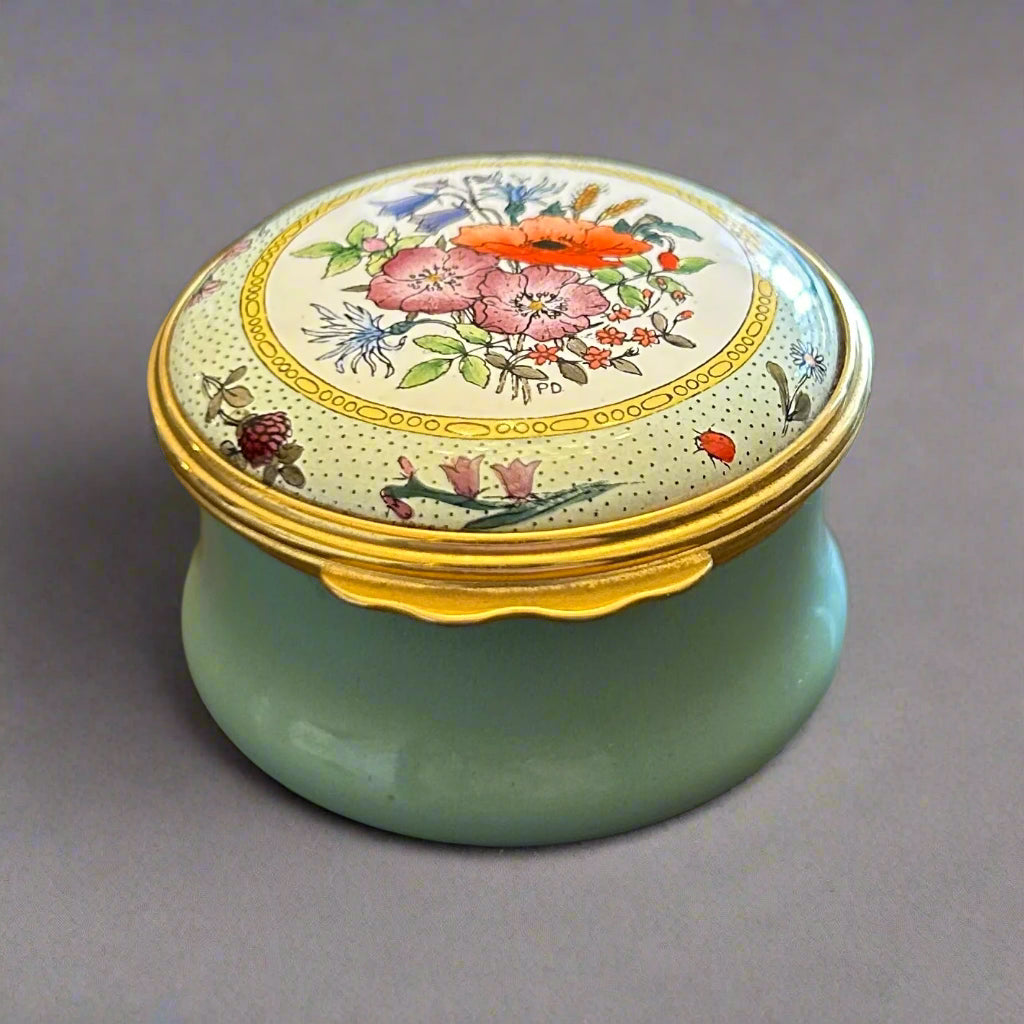 Halcyon Days Enamel Trinket Box - Poppies