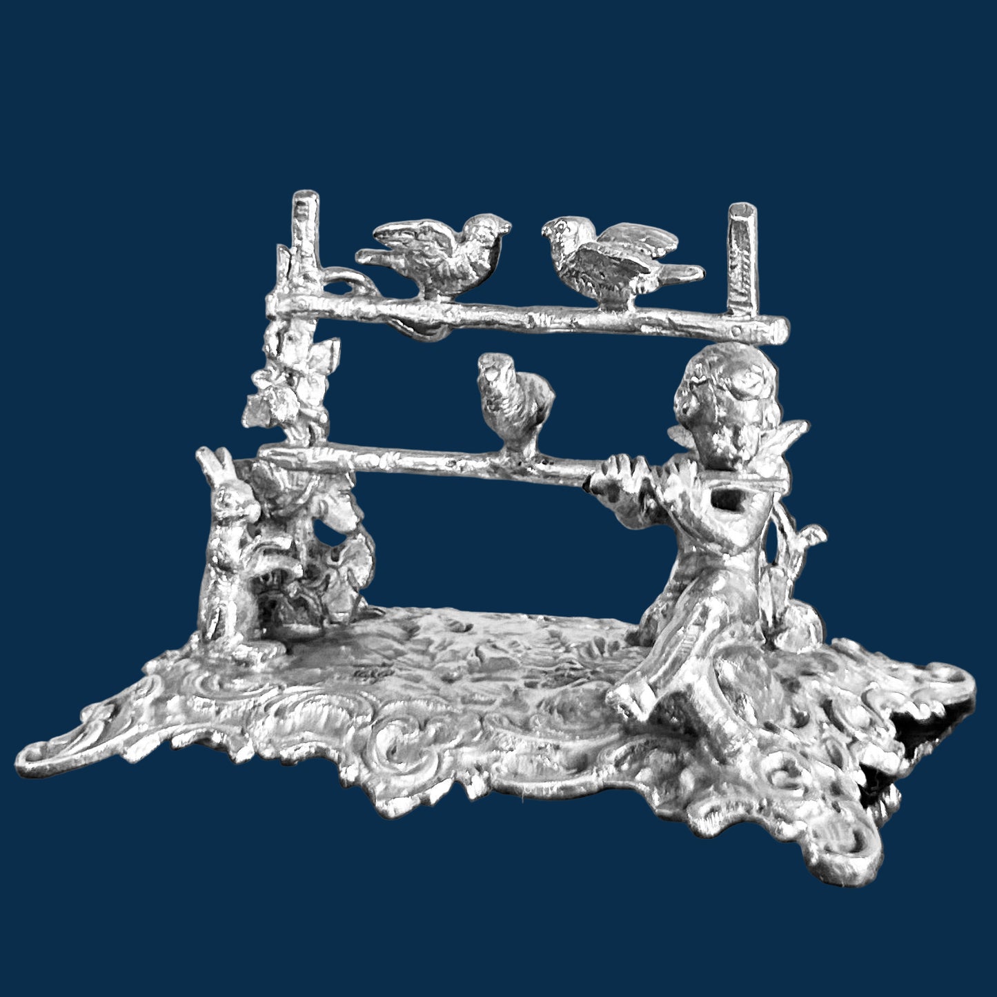 19th Century silver Miniature - Cupid playing the flute