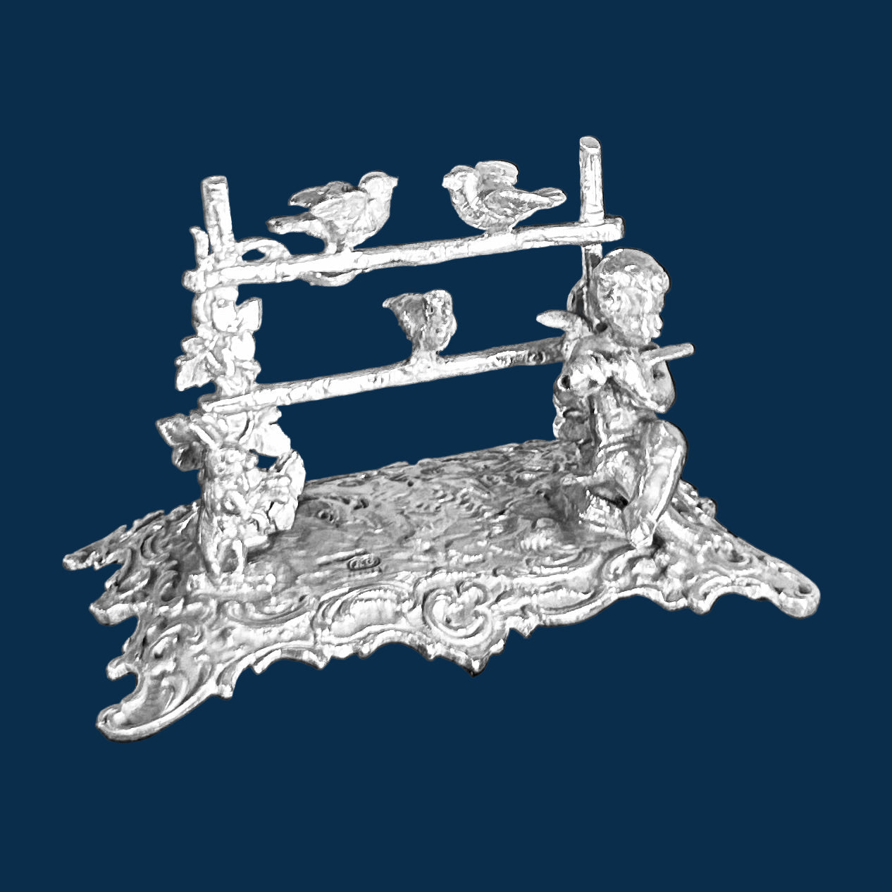 19th Century silver Miniature - Cupid playing the flute