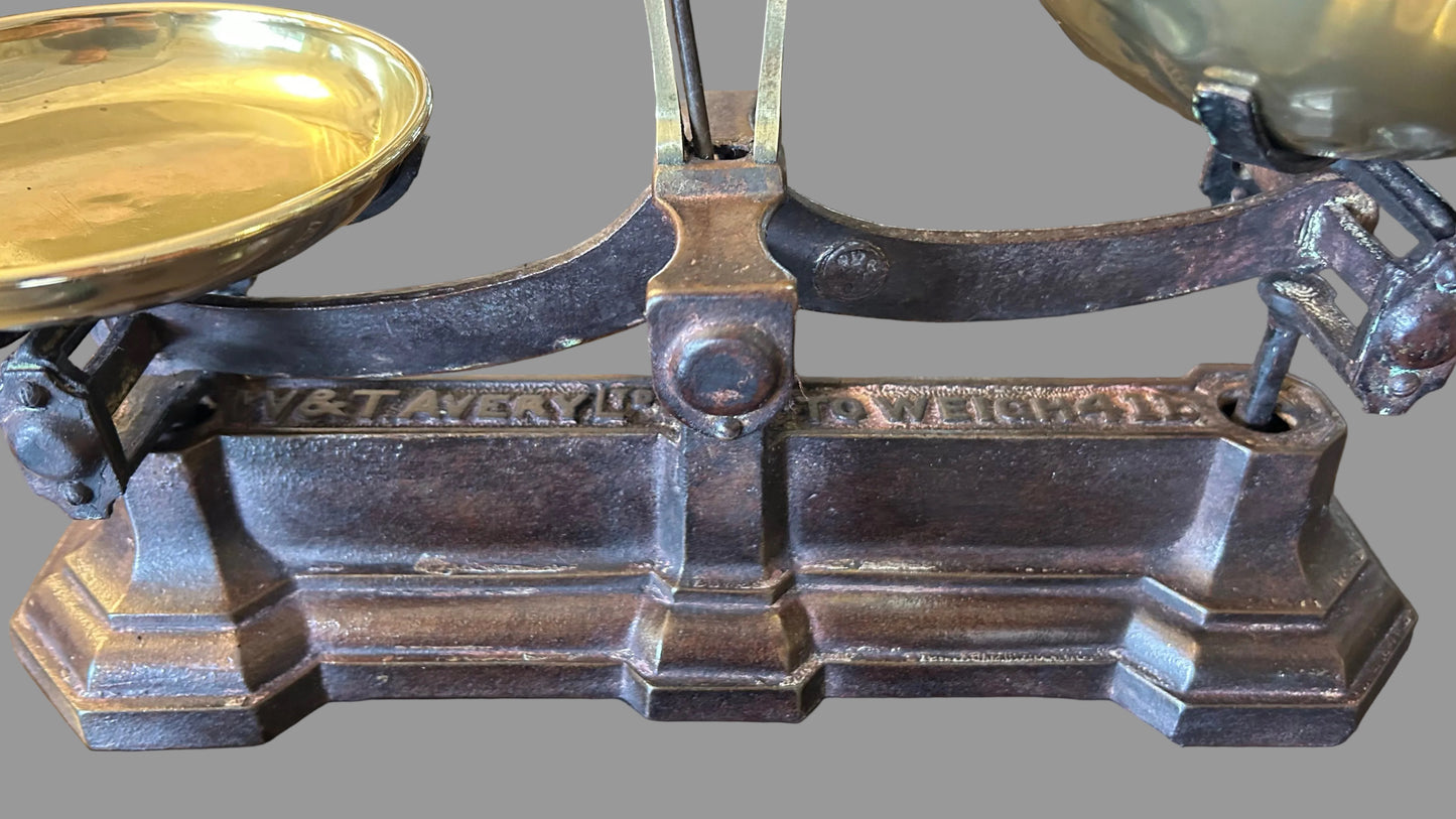 Vintage W&T Avery Cast iron and Brass Balance Scale