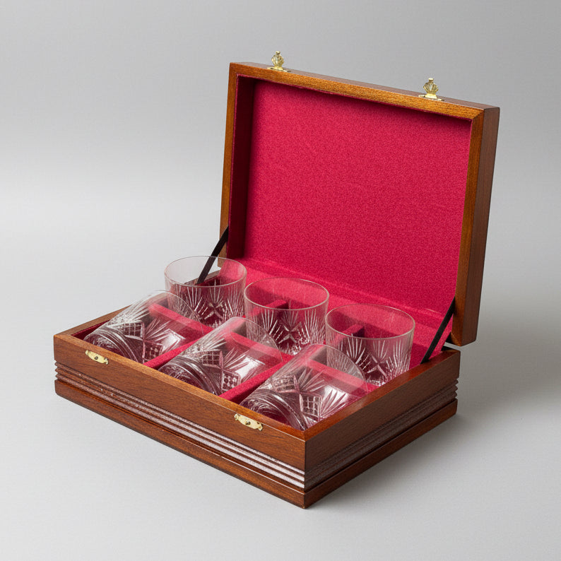Cased set of six Somerset Crystal Whiskey Tumblers
