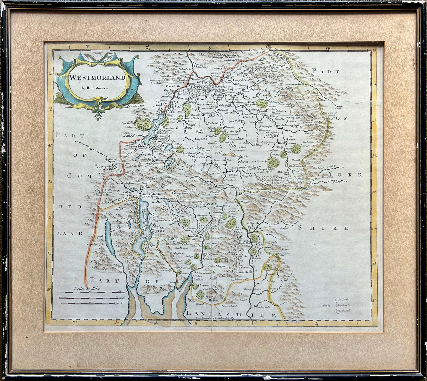 18th Century Map of the County of Westmorland - Robert Morden - Circa 1722