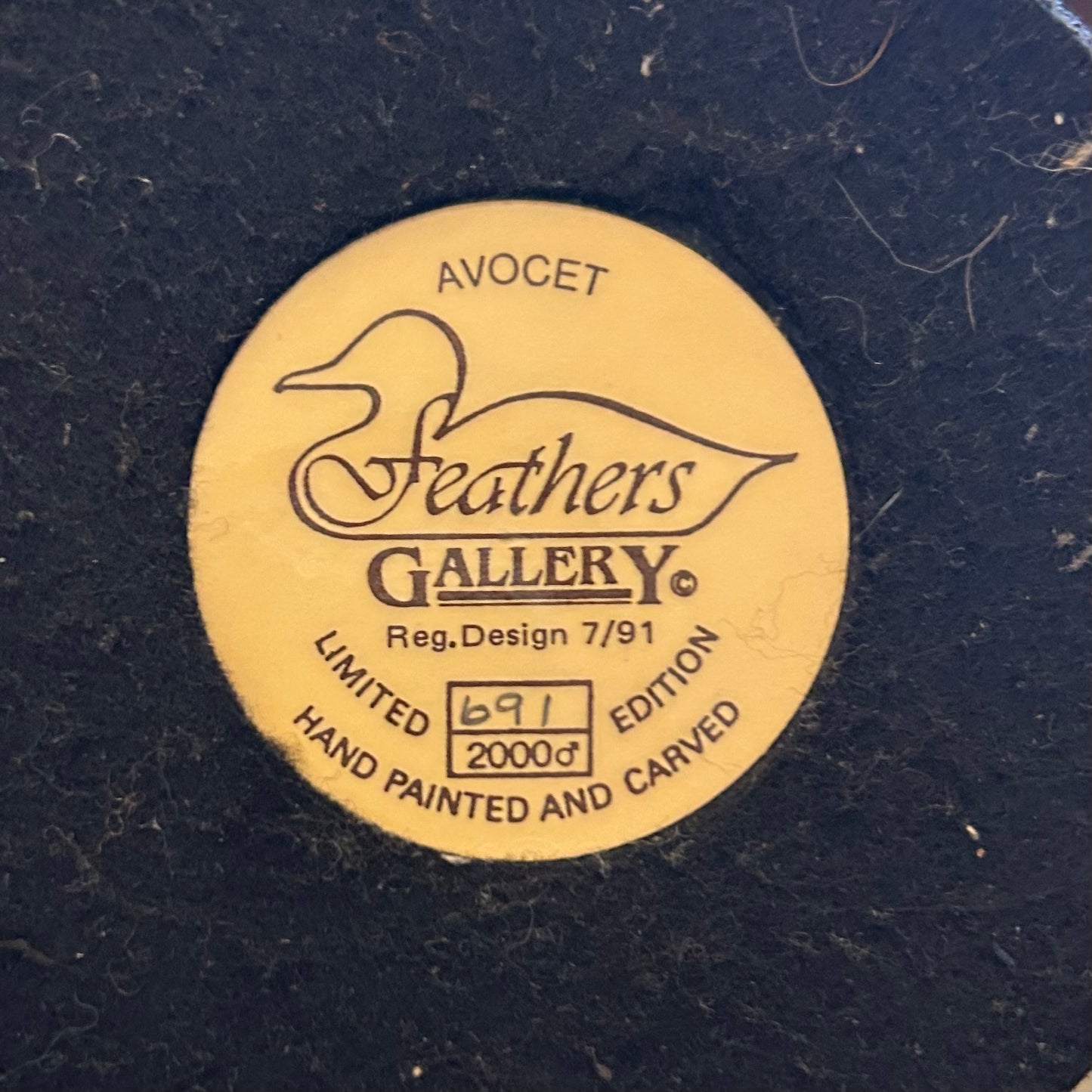 Feathers Gallery - hand painted and carved Avocet, limited edition 691/2000