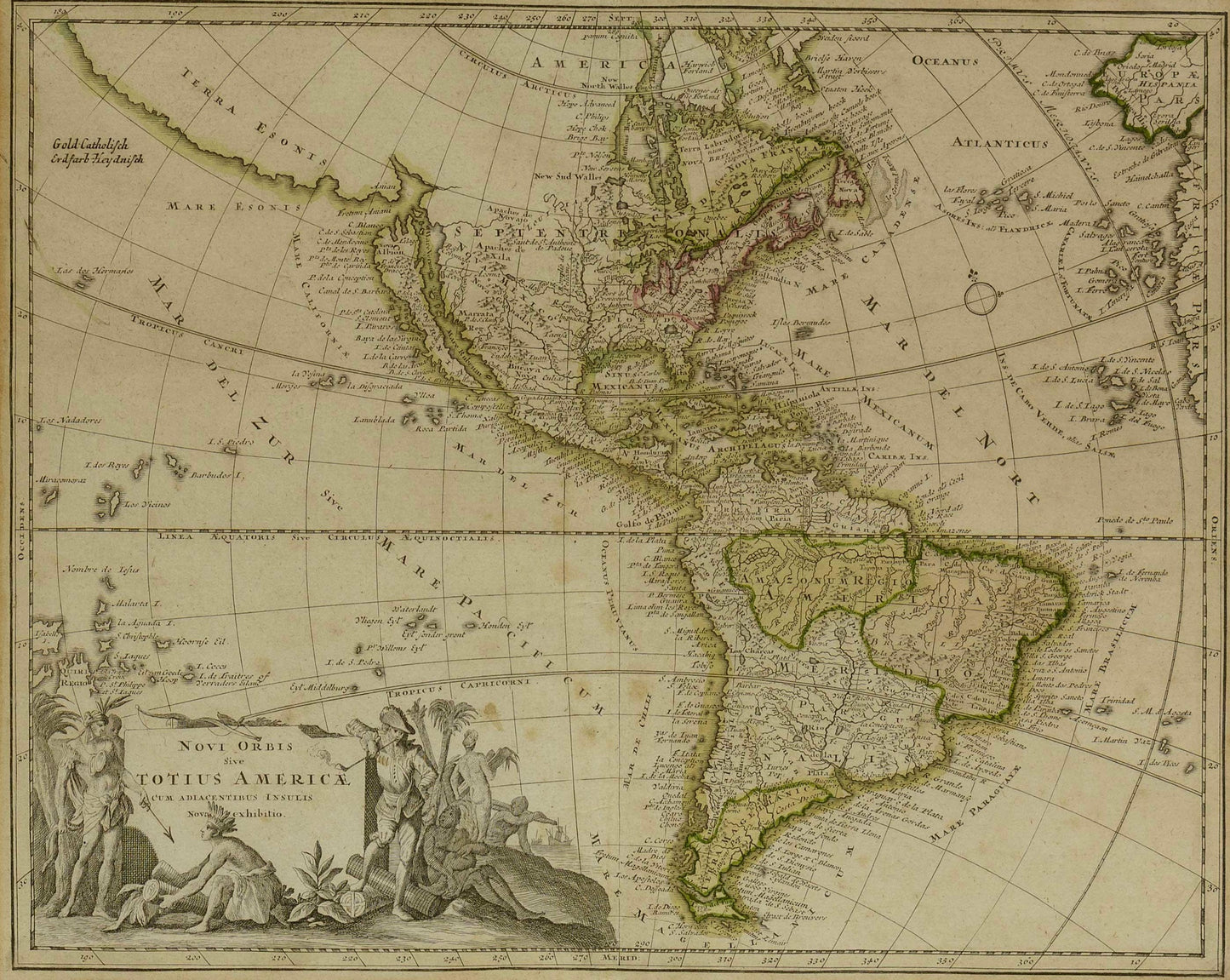 Orbis Sive Totius Americae cum Adiacentibus - MAP OF AMERICA - Christoph Weigel (1654 - 1725)