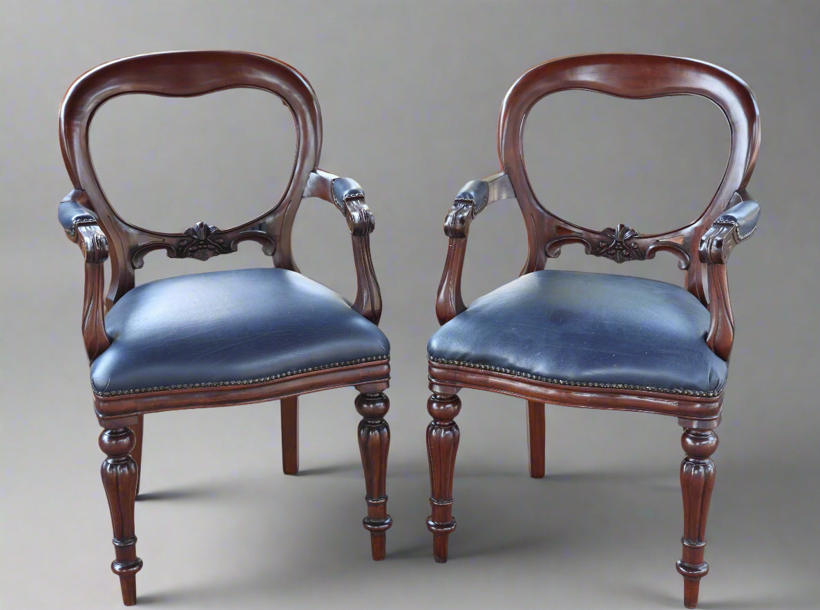 Pair of mahogany Victorian style Armchairs/Carvers