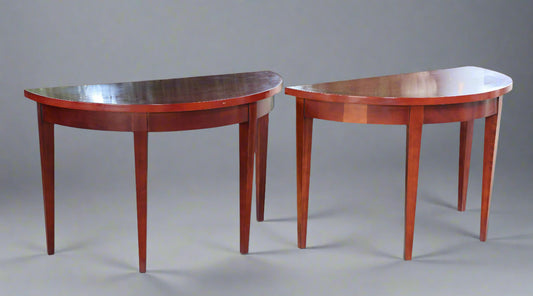 Pair of stained Demi-lune Tables