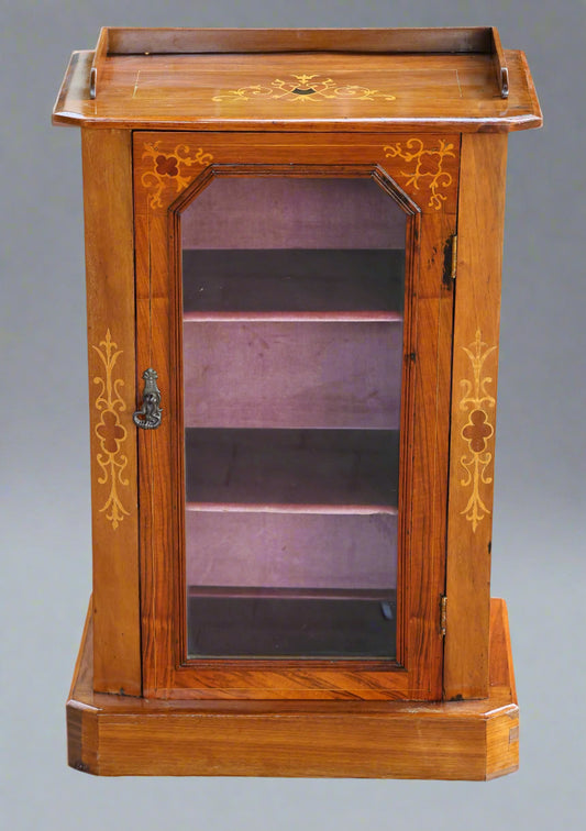 Edwardian inlaid walnut small Display Cabinet