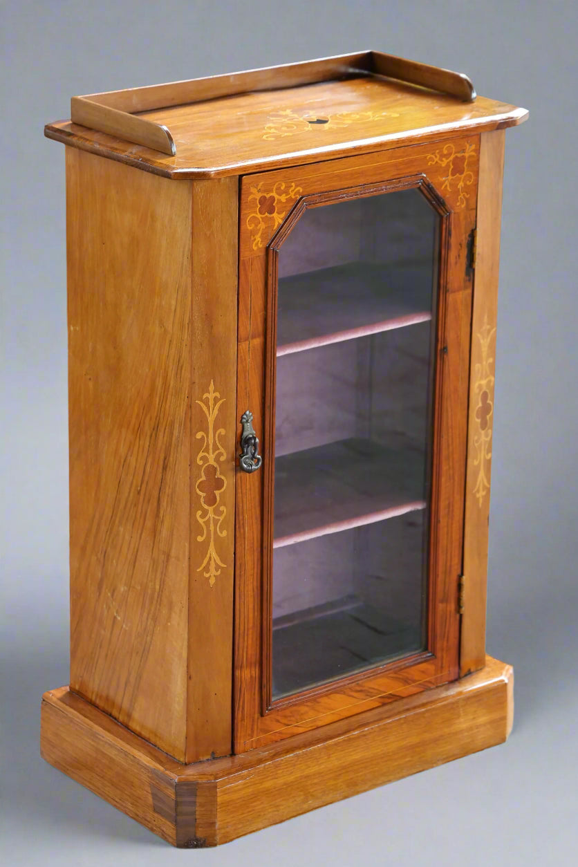 Edwardian inlaid walnut small Display Cabinet