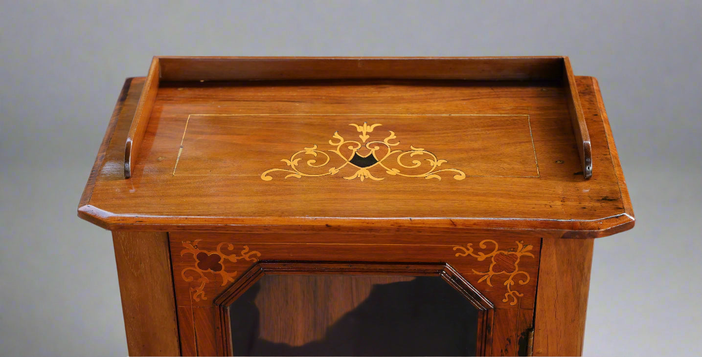 Edwardian inlaid walnut small Display Cabinet