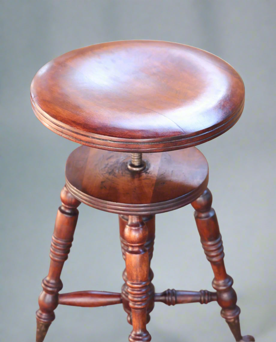 Late Victorian mahogany Adjustable Piano Stool