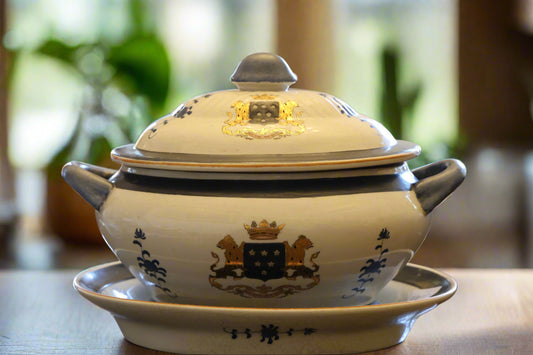 Armorial Chinese Blue and White Tureen and Platter