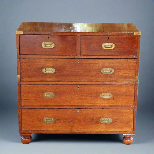 Victorian teak Military Campaign Chest