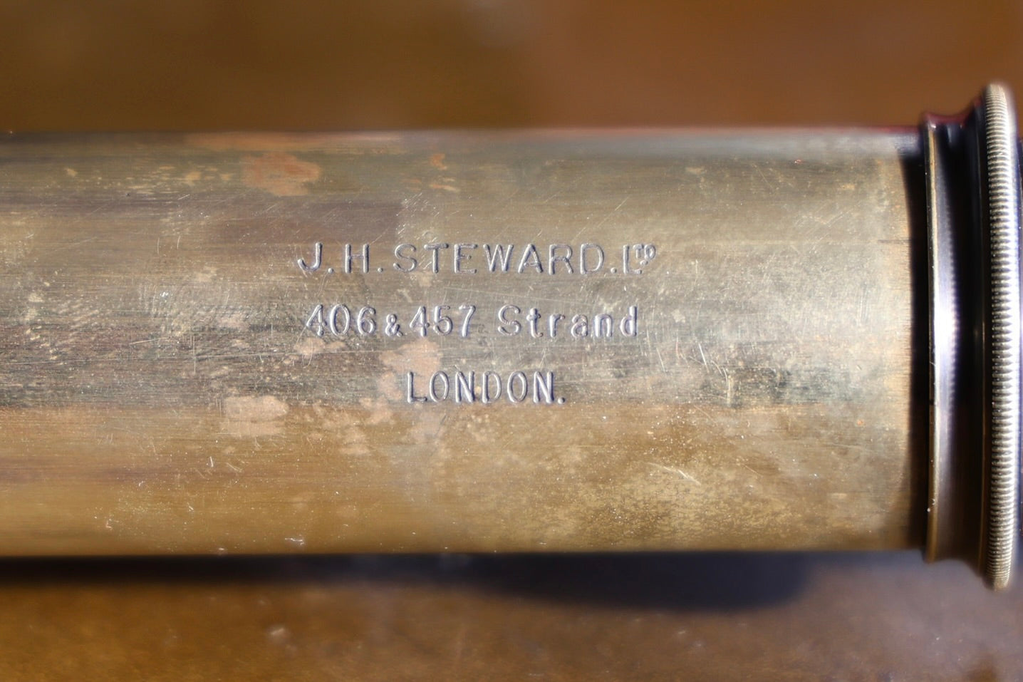 19th Century Lord Bury four draw brass and leather-covered Telescope by J. H. Steward of The Strand London