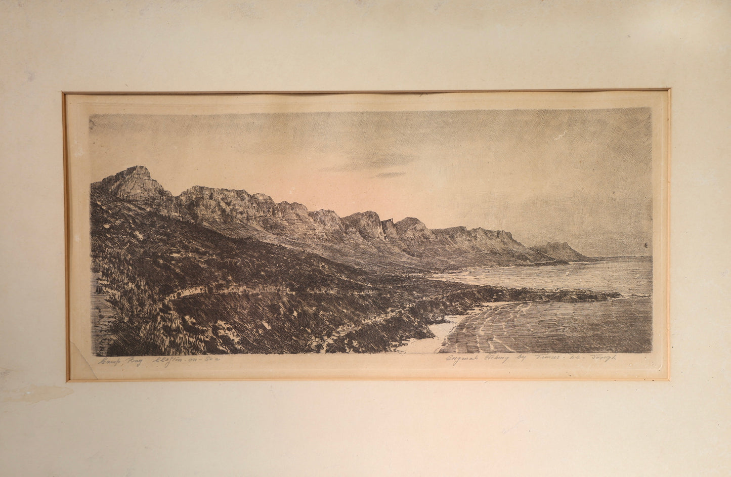 Tinus DE JONGH - Etching - Titled: Camps Bay, Clifton on Sea