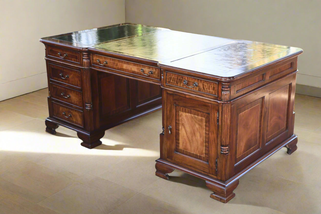 Georgian style inlaid mahogany Partner's Desk