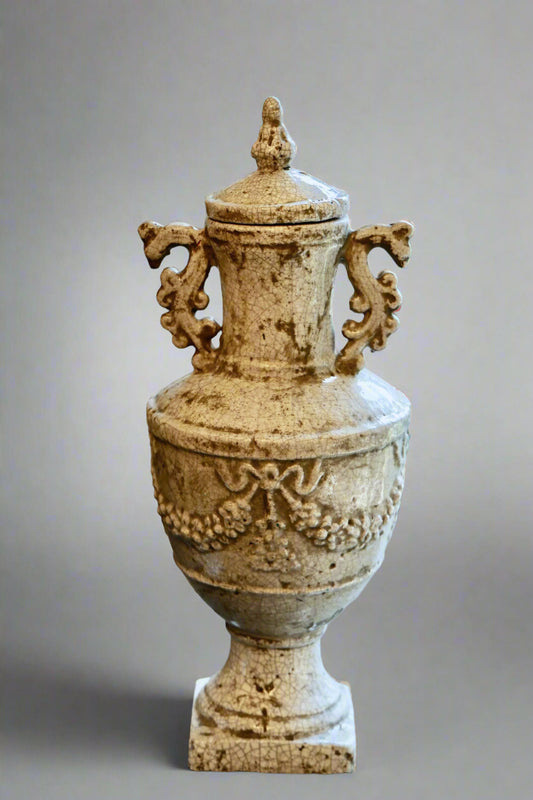 Large crackle glazed porcelain Urn
