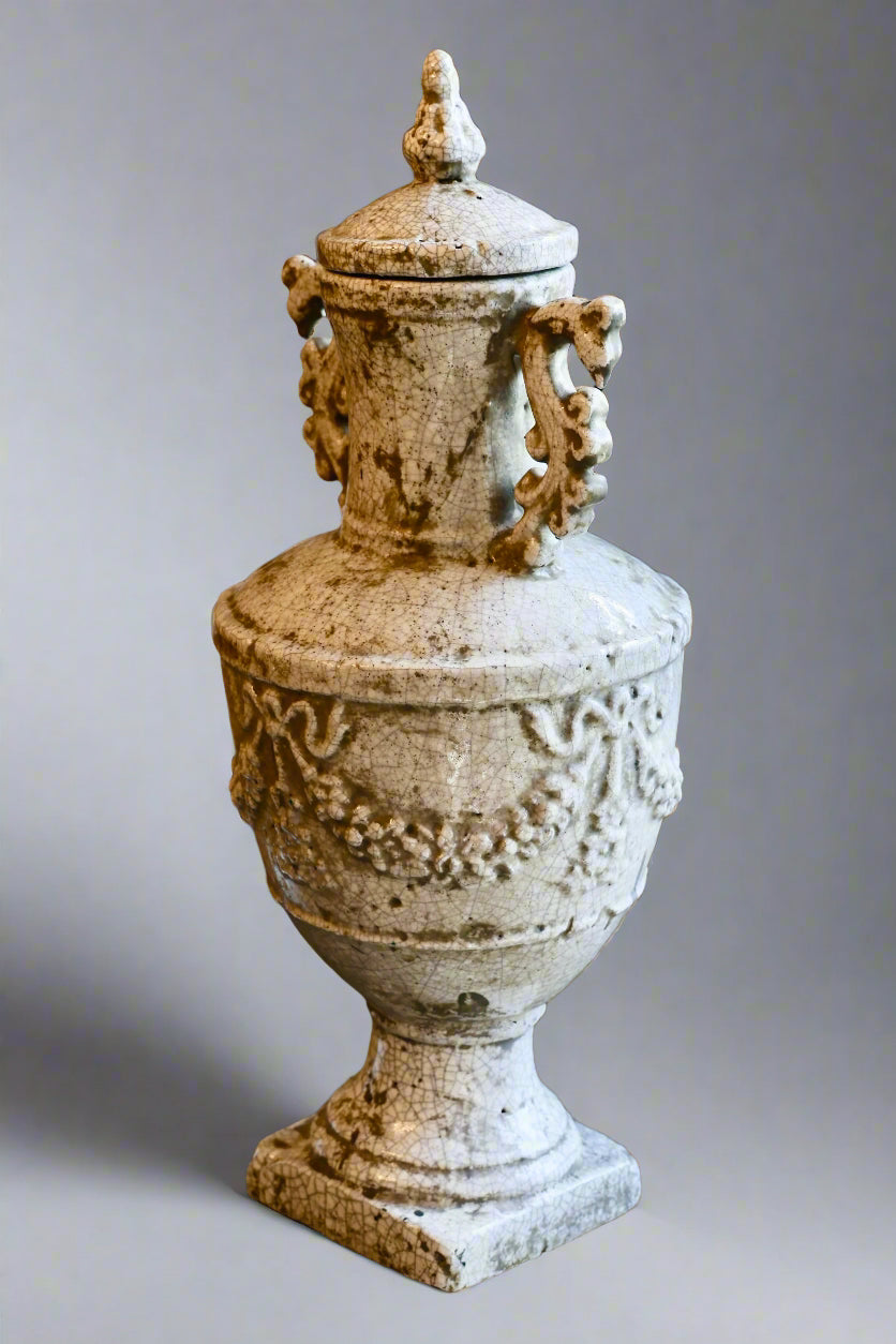 Large crackle glazed porcelain Urn