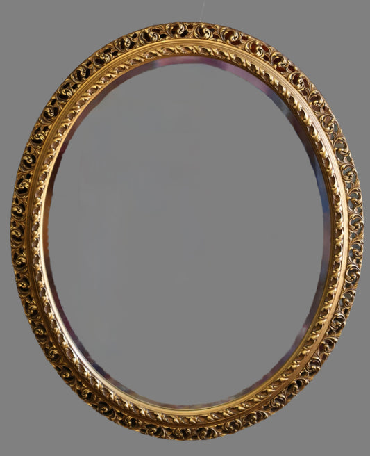 Oval Gilt framed Bevelled Mirror