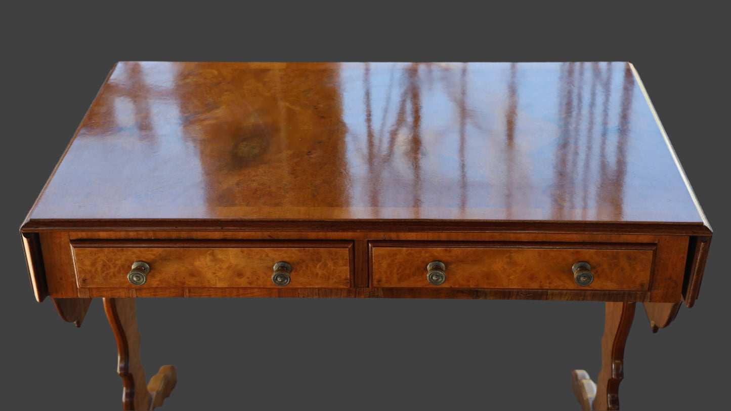 1930's Burr Maple Sofa Table