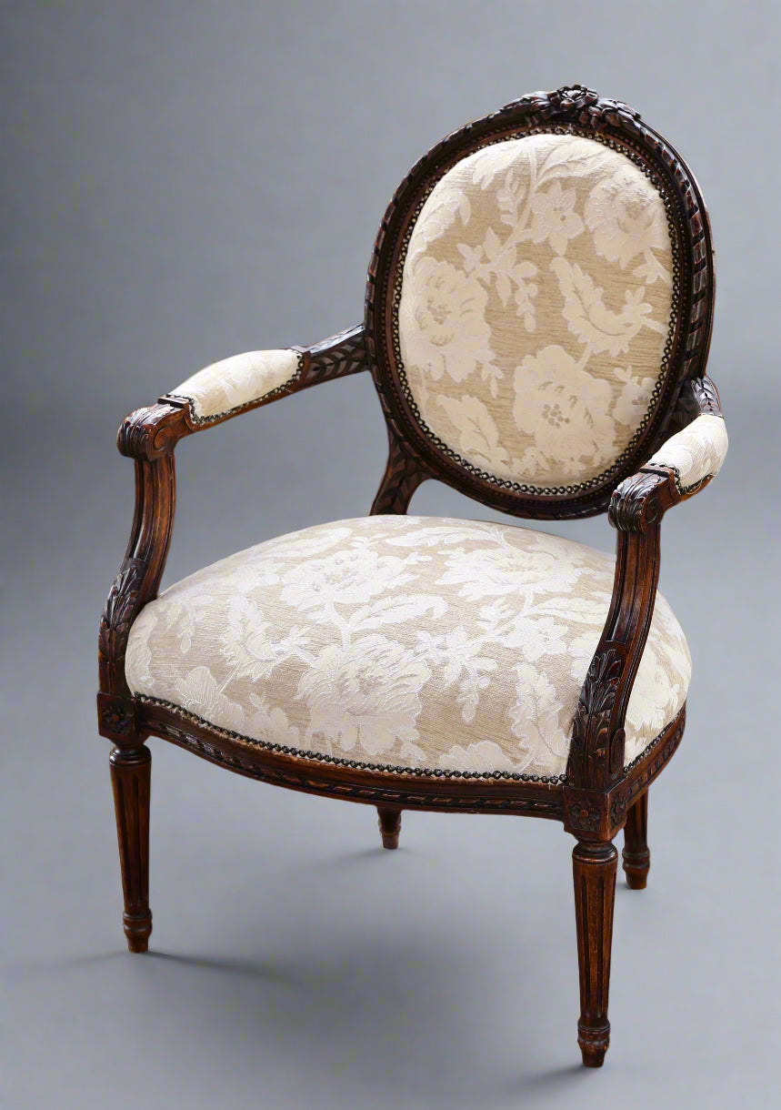 Fine pair of Louis XVI style Open Armchairs