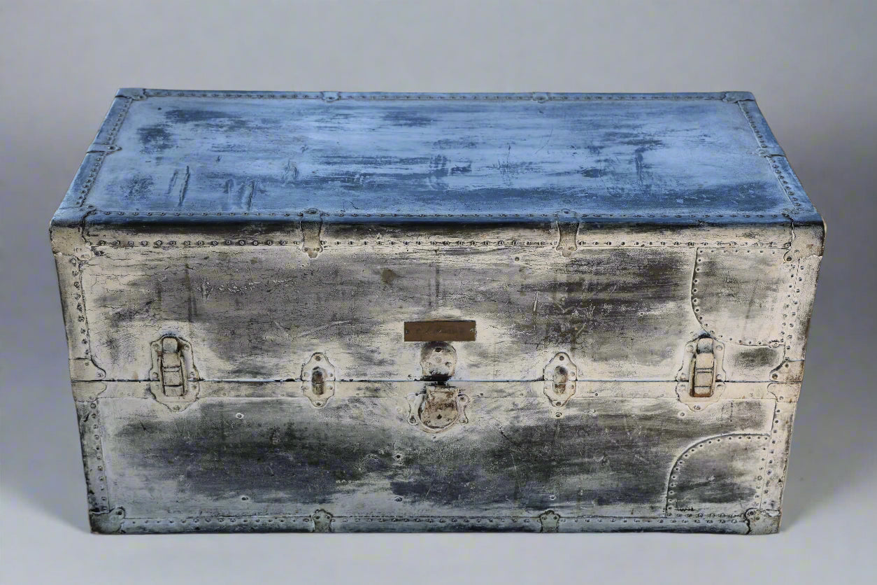 Vintage Steamer Trunk With Fitted Interior