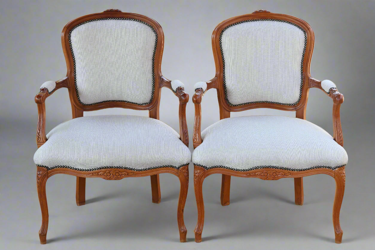 Pair of Louis XV style Open Armchairs