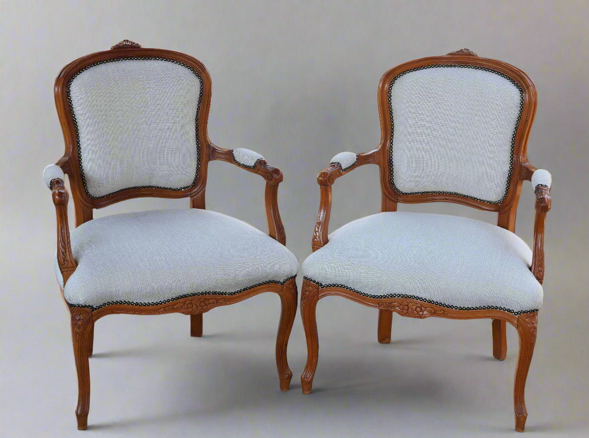 Pair of Louis XV style Open Armchairs