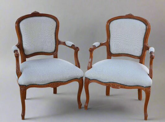 Pair of Louis XV style Open Armchairs