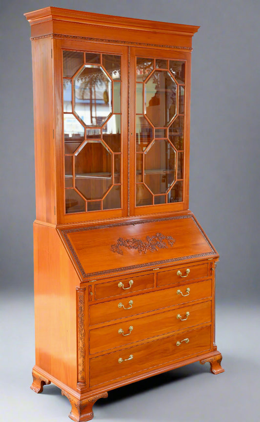 Georgian style blonde mahogany Bureau Bookcase