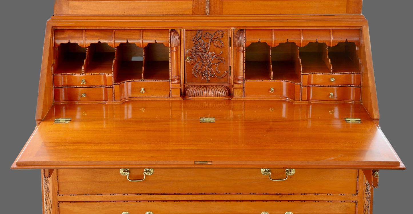 Georgian style blonde mahogany Bureau Bookcase