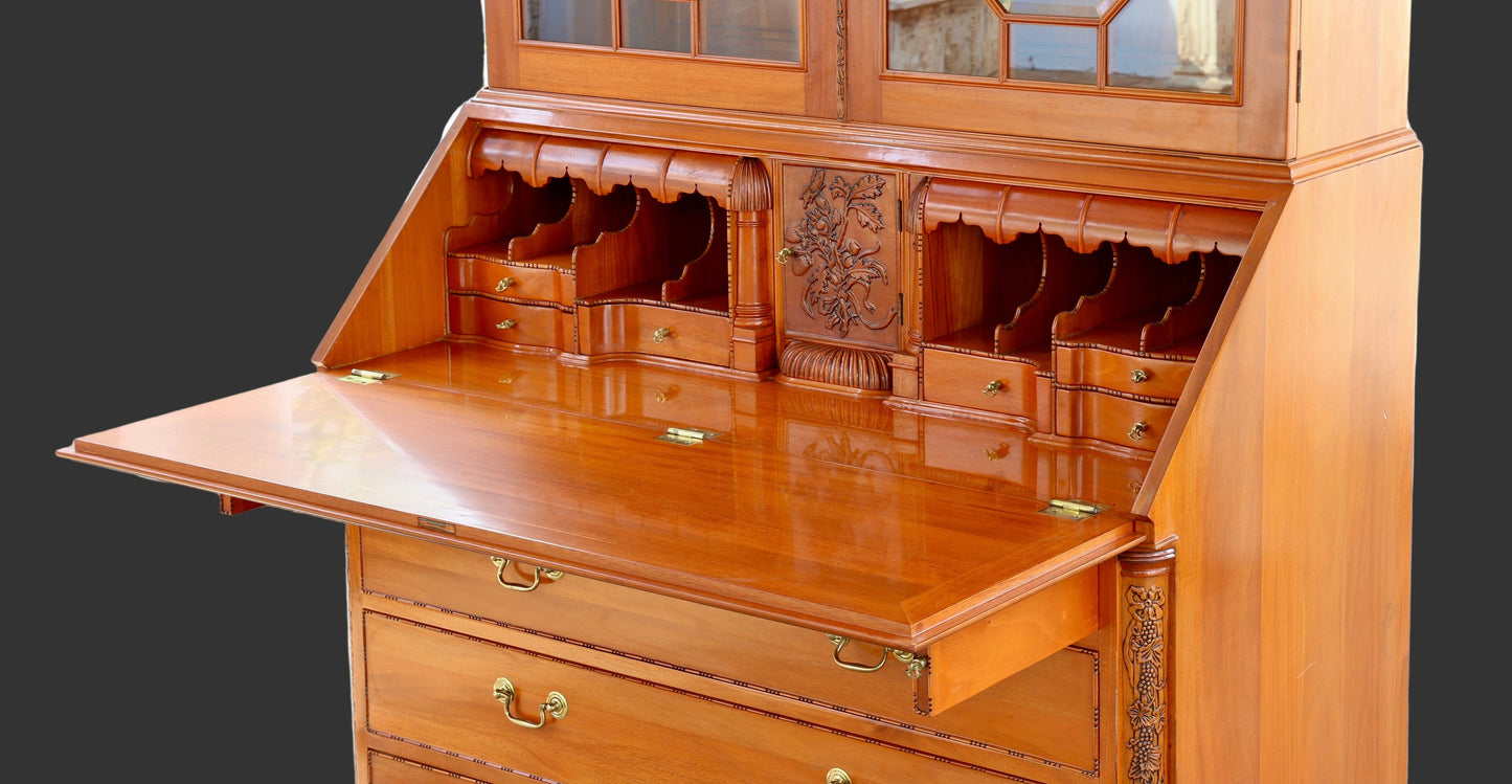 Georgian style blonde mahogany Bureau Bookcase