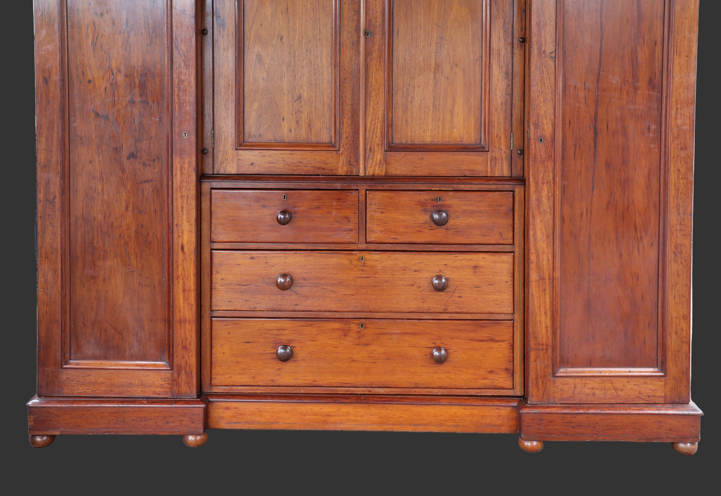 Mid Victorian Mahogany Breakfront Compactum Wardrobe