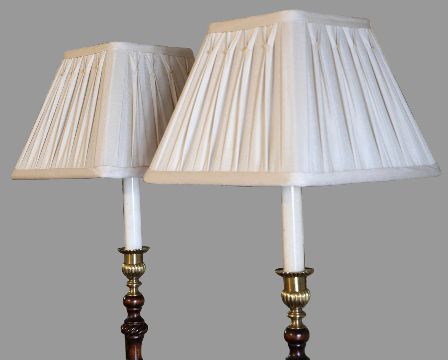 Pair of turned Mahogany Lamps