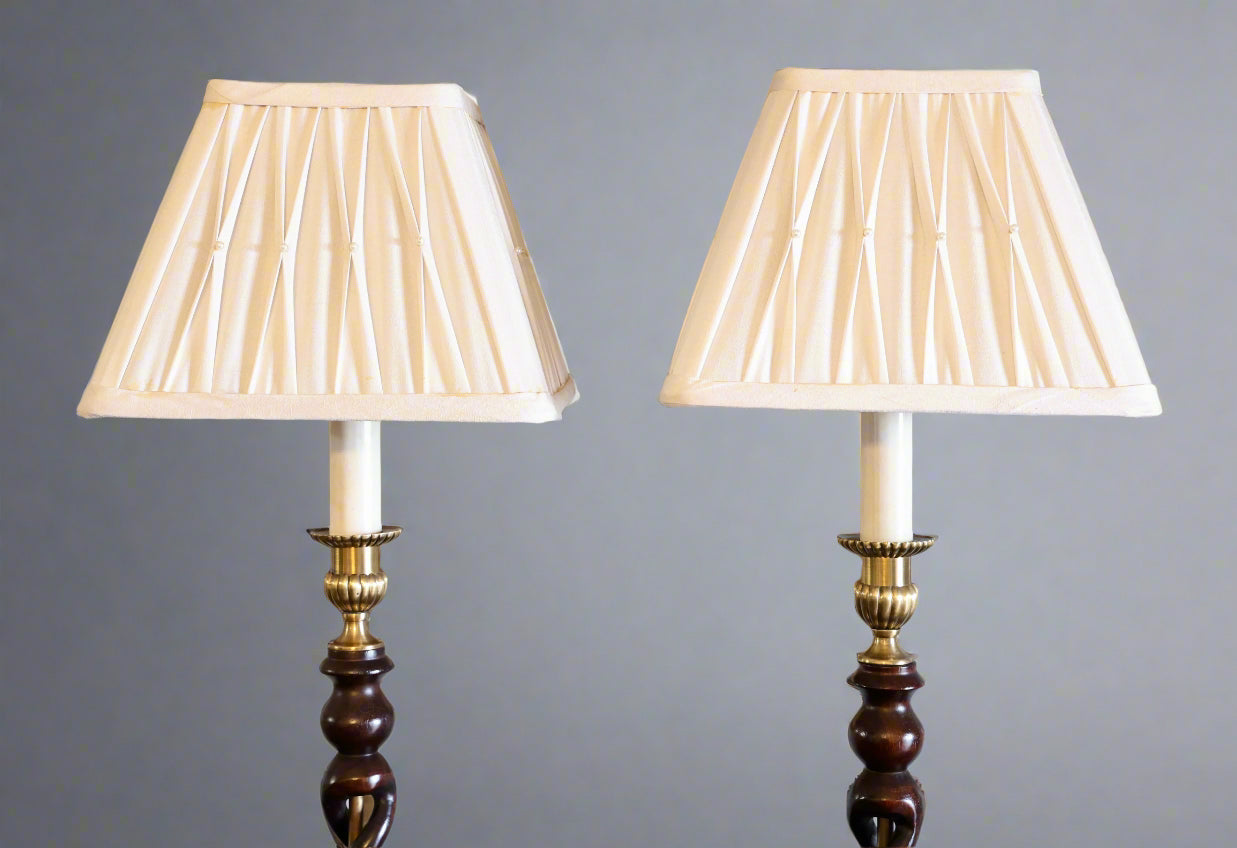 Pair of barley-twist  Mahogany Lamps