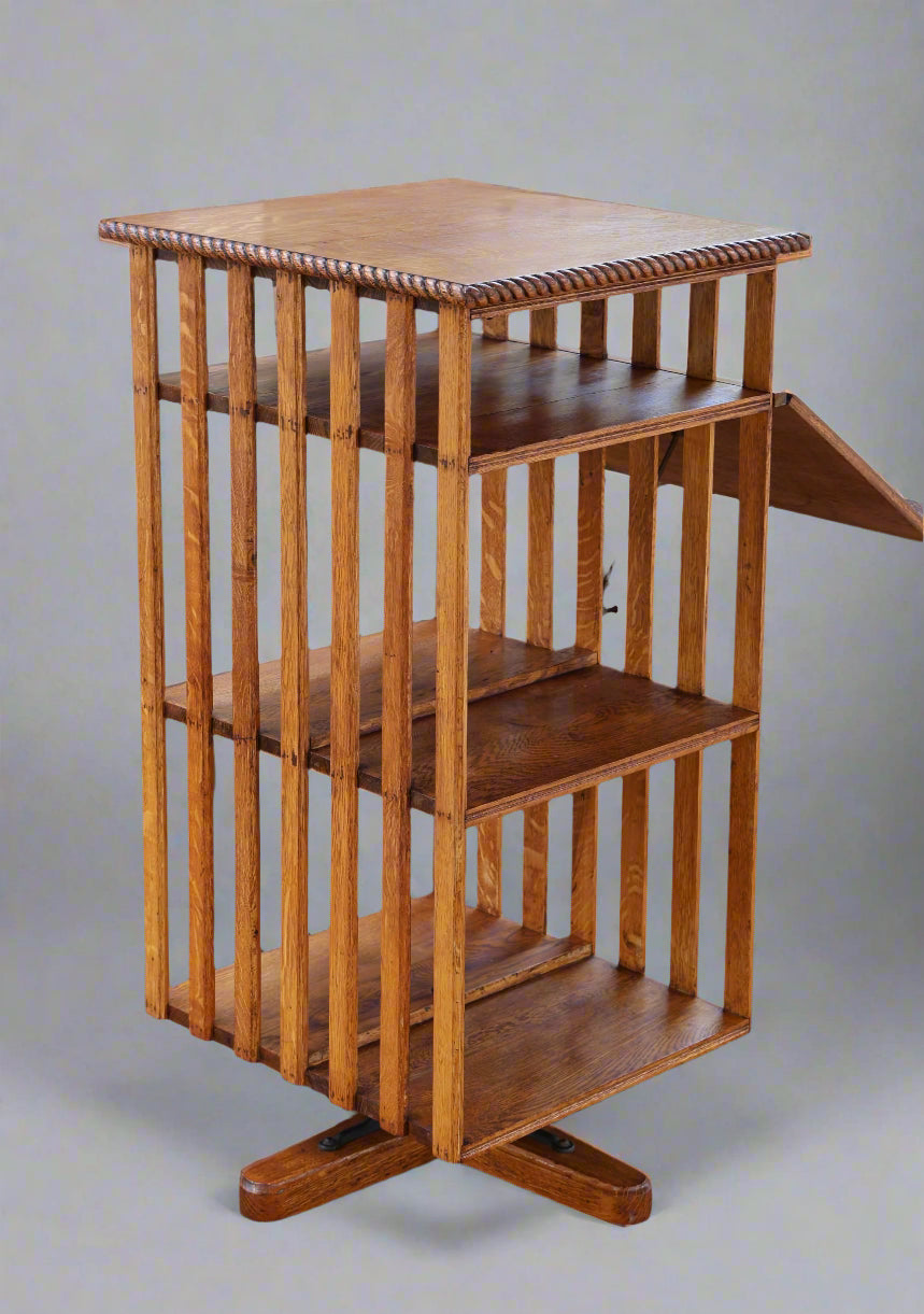 Edwardian oak Revolving Bookcase