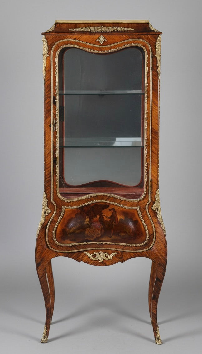 Antique French rosewood Vernis Martin Display Cabinet