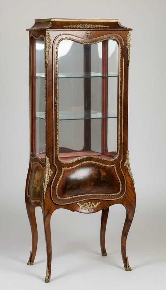 Antique French rosewood Vernis Martin Display Cabinet